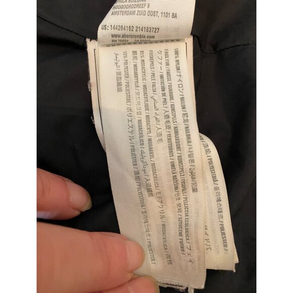 Abercrombie & Fitch Black Puffer Midi Coat Water Wind Resistant Large - Picture 7 of 15